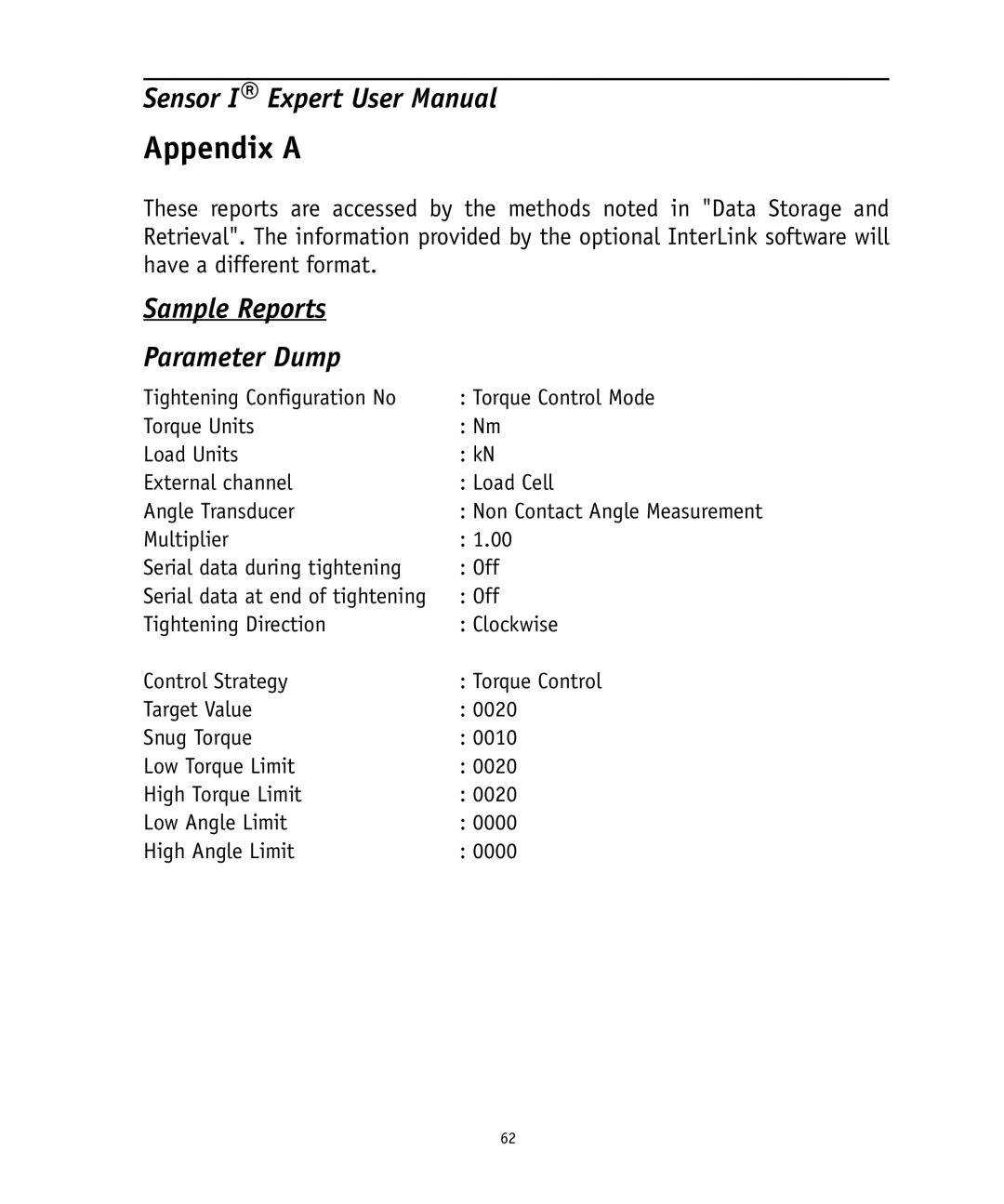 Ingersoll-Rand 4575759 user manual Appendix a, Sample Reports Parameter Dump 