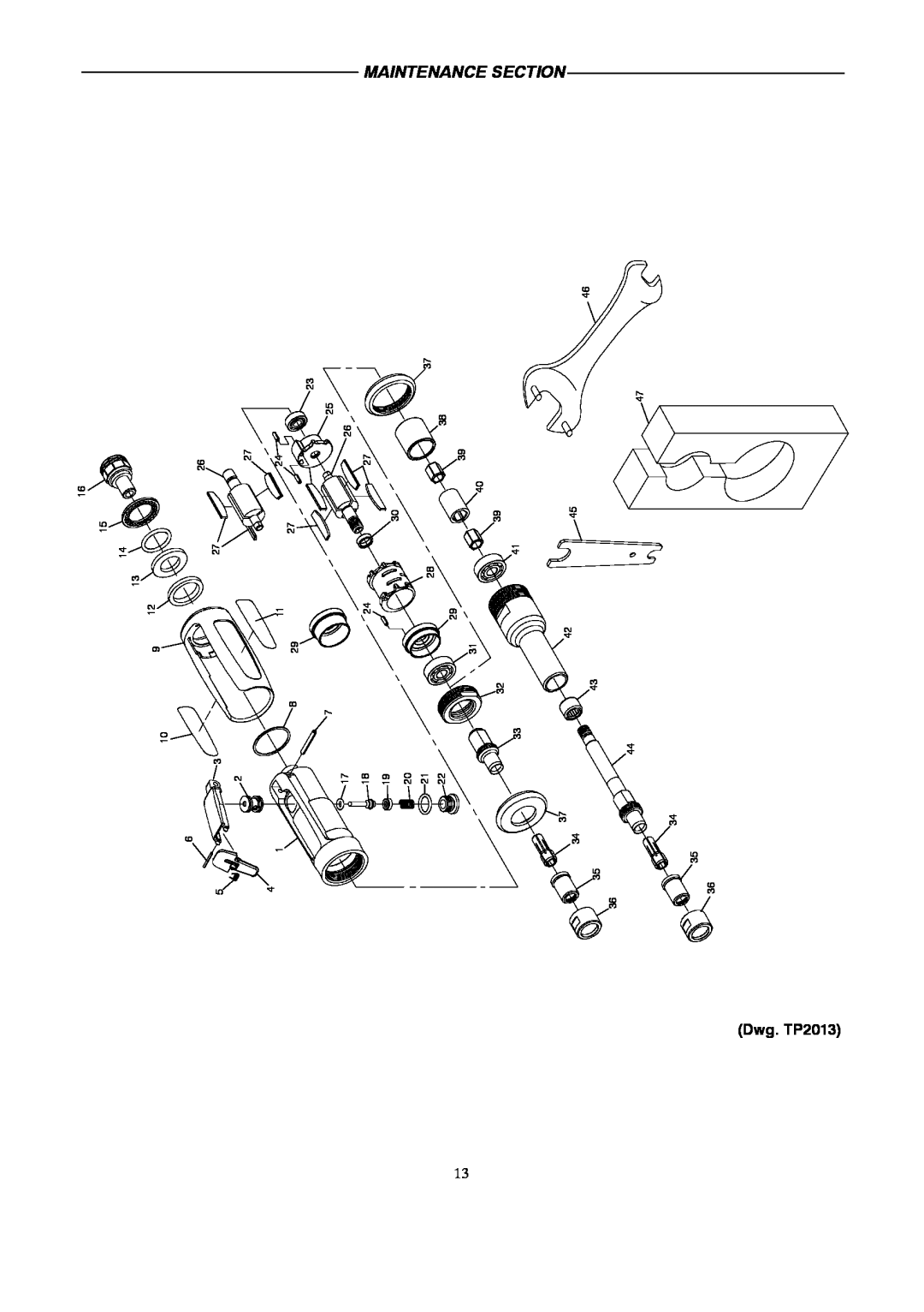 Ingersoll-Rand 4578217 manual Maintenance Section, Dwg. TP2013 