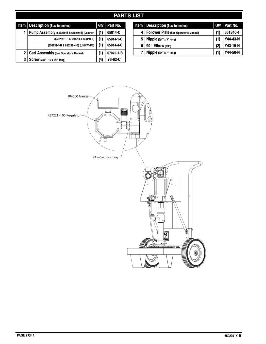 Ingersoll-Rand 650240-X-B, 650239-X-B 65814-C, Y6-62-C, 651840-1, Y44-43-N, Elbow 3/4 Y43-15-N, Y44-50-N 