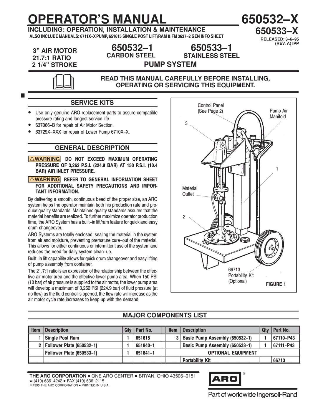 Ingersoll-Rand 650533-1 manual Including OPERATION, Installation & Maintenance, Carbon Steel, General Description 