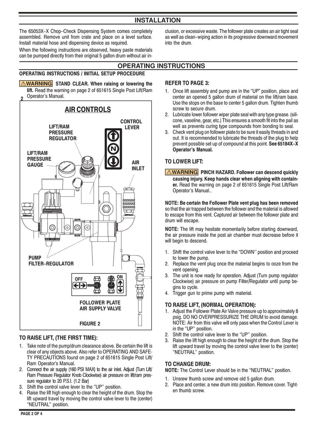 Ingersoll-Rand 650532-1, 650533-1 manual Installation, Operating Instructions 