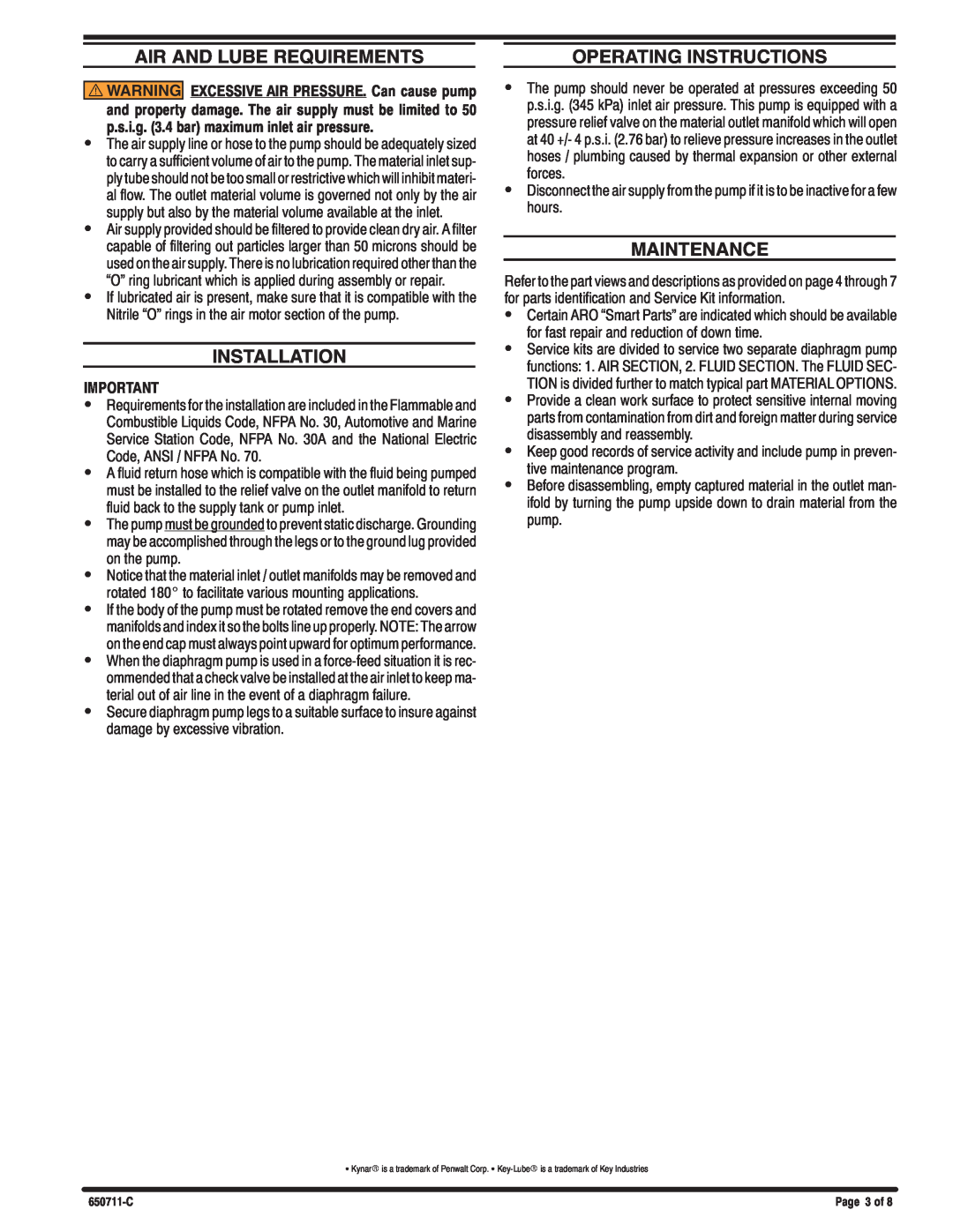 Ingersoll-Rand 650711-C manual Air And Lube Requirements, Operating Instructions, Maintenance, Installations, S Rs R, S S S 
