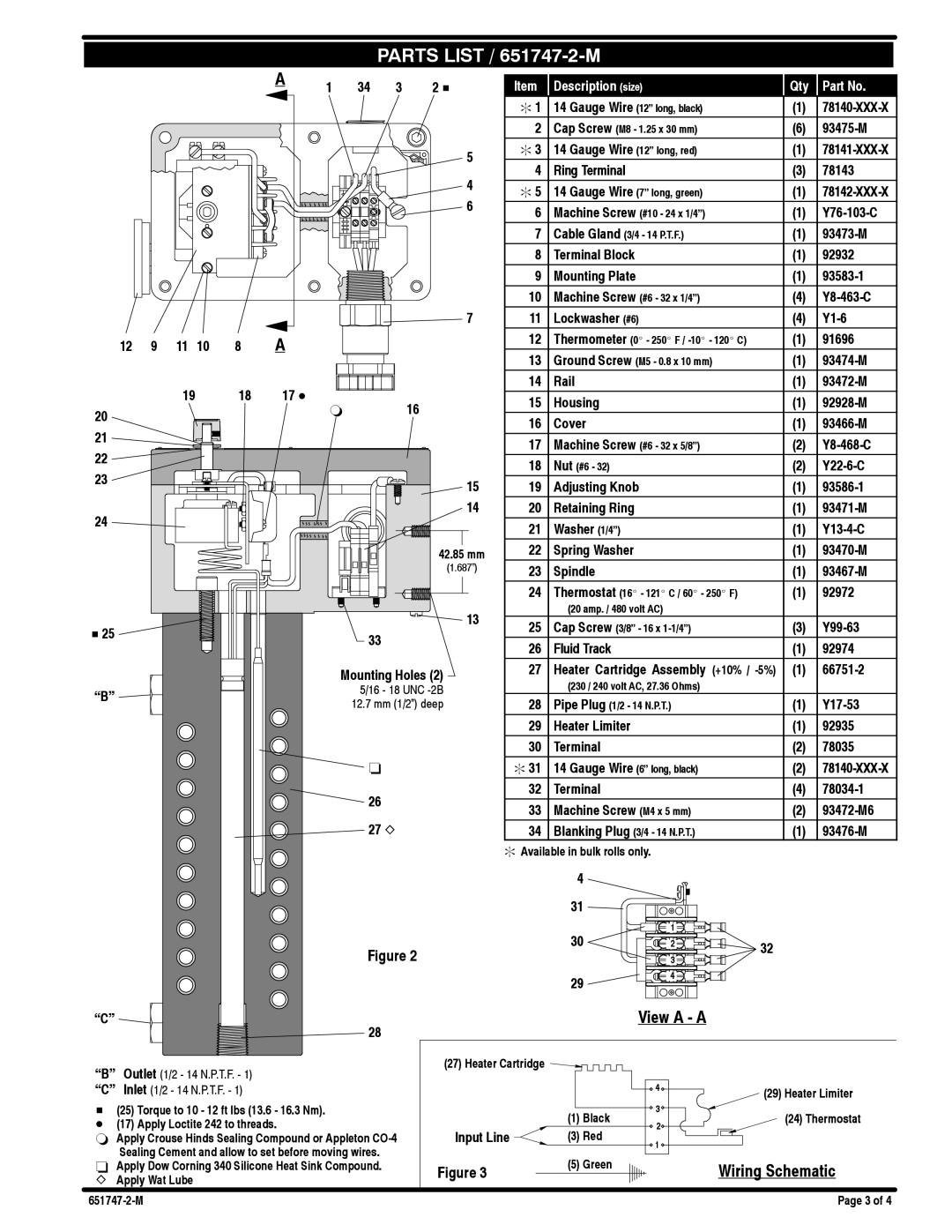 Ingersoll-Rand manual Parts List / 651747-2-M 