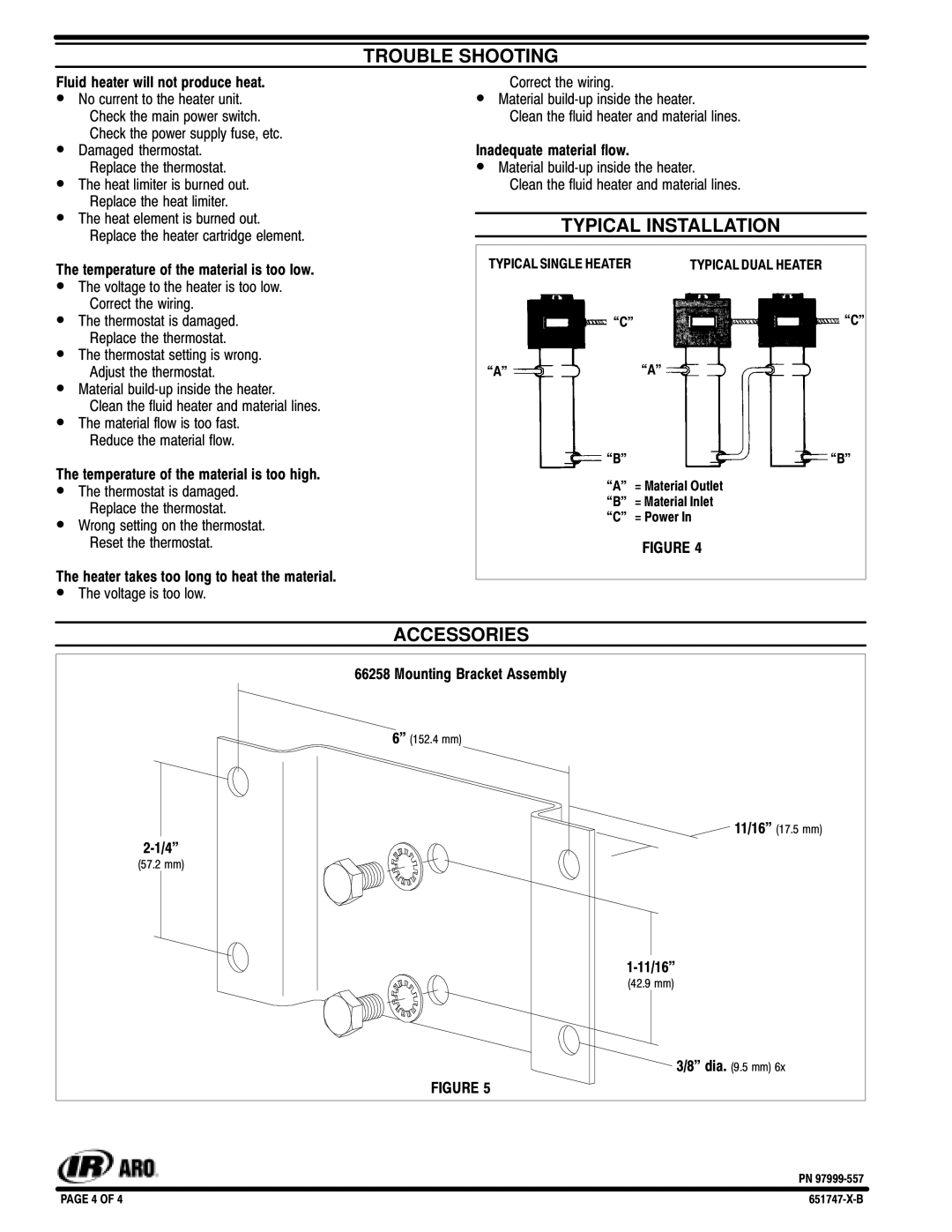 Ingersoll-Rand 651747-X-B manual Trouble Shooting, Accessories 