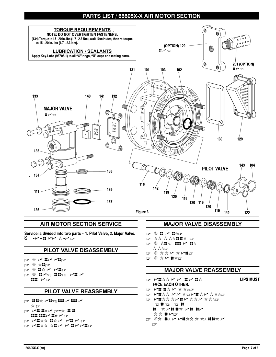 Ingersoll-Rand 66605X-X AIR Motor Section Service, Pilot Valve Disassembly, Pilot Valve Reassembly, Major Valve Reassembly 