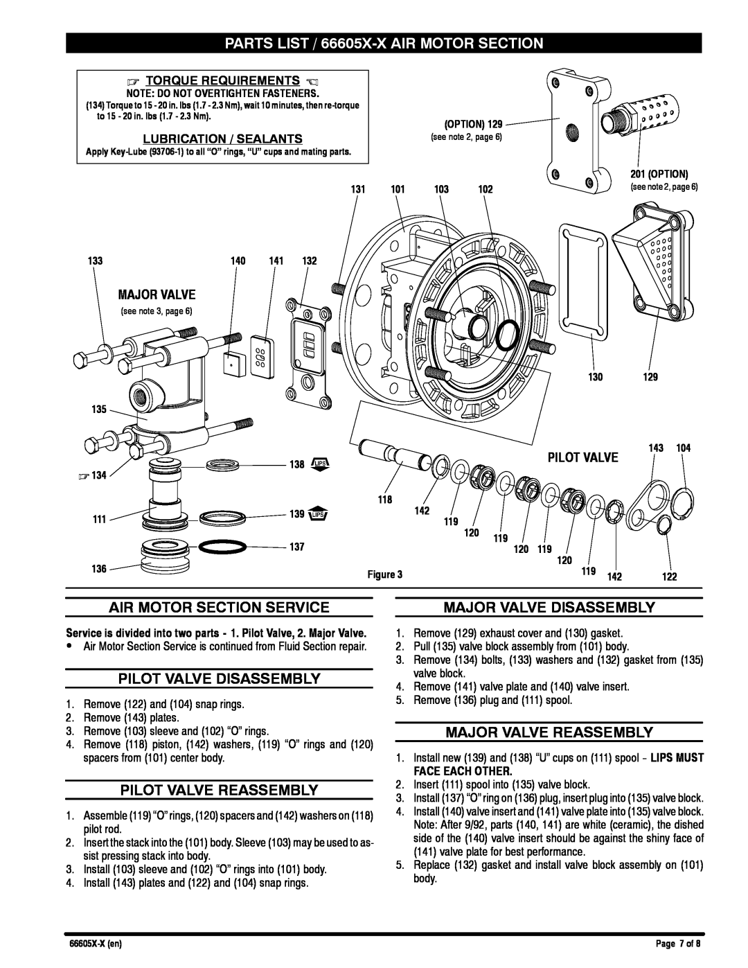 Ingersoll-Rand 66605X-X Air Motor Section Service, Pilot Valve Disassembly, Pilot Valve Reassembly, Major Valve Reassembly 