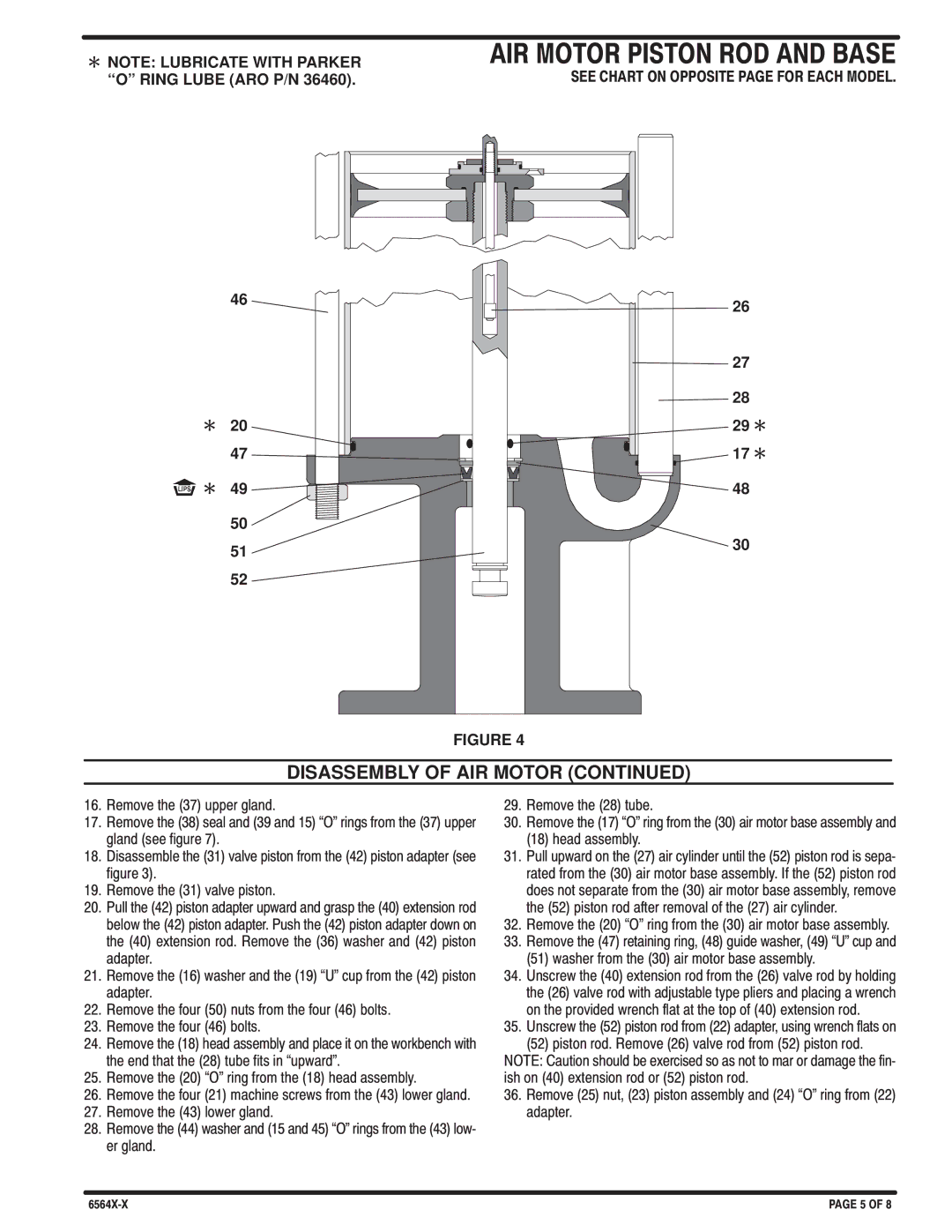 Ingersoll-Rand 65645, 66620 Remove the 20 O ring from the 18 head assembly, Washer from the 30 air motor base assembly 