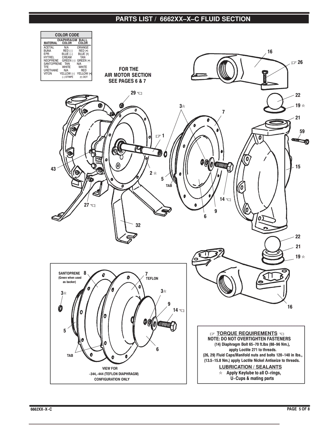 Ingersoll-Rand 6662XX-X-C manual For AIR Motor Section See Pages 6, 19 k 