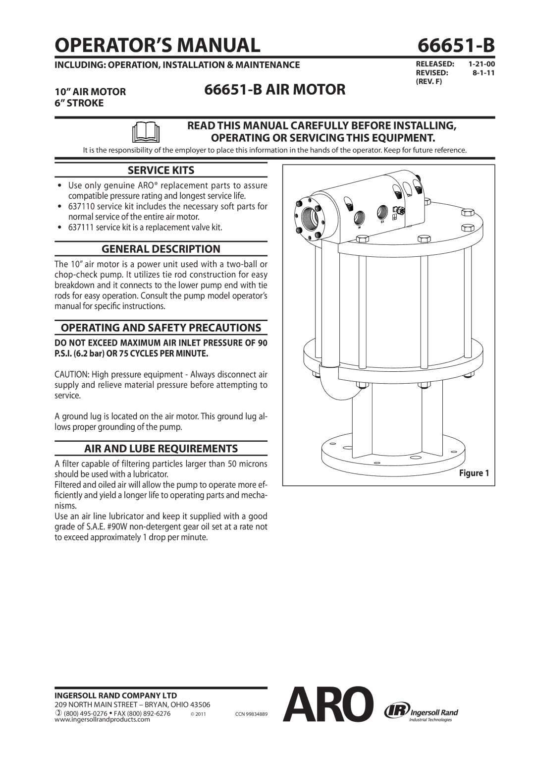 Ingersoll-Rand 66651-B manual Service Kits, General Description, Operating and Safety Precautions 