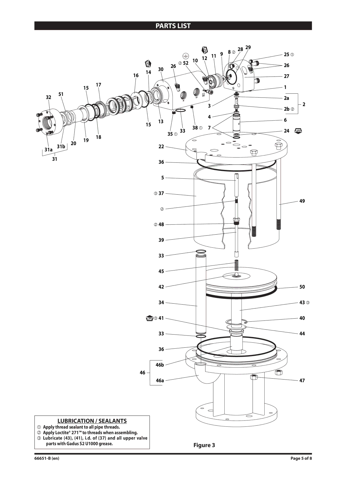 Ingersoll-Rand 66651-B manual Parts List 