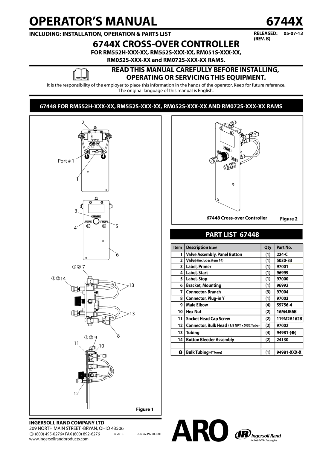 Ingersoll-Rand 6744X manual OPERATOR’S Manual, Part List 