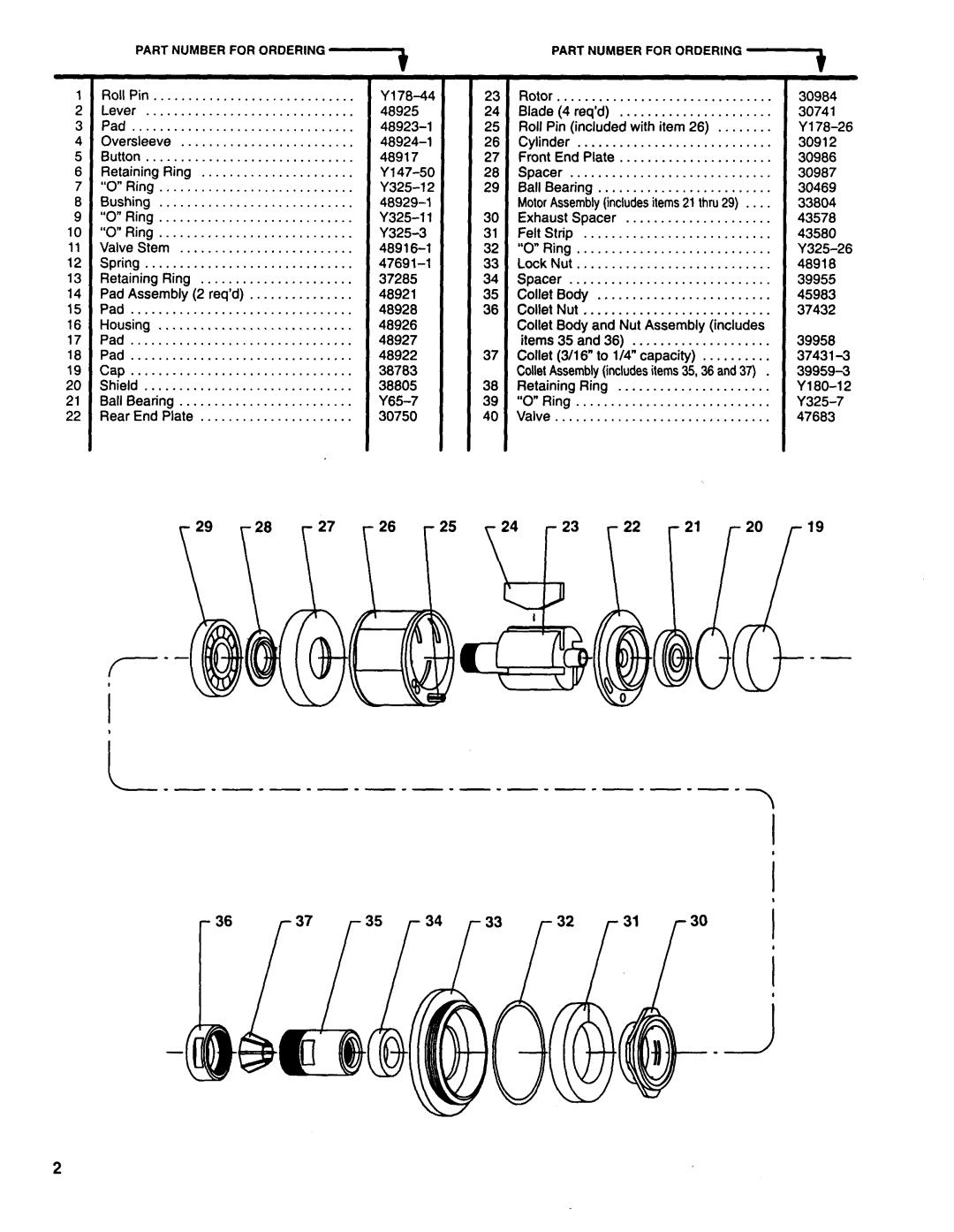 Ingersoll-Rand 7015-11V-A specifications Roll Pin Y178-44 