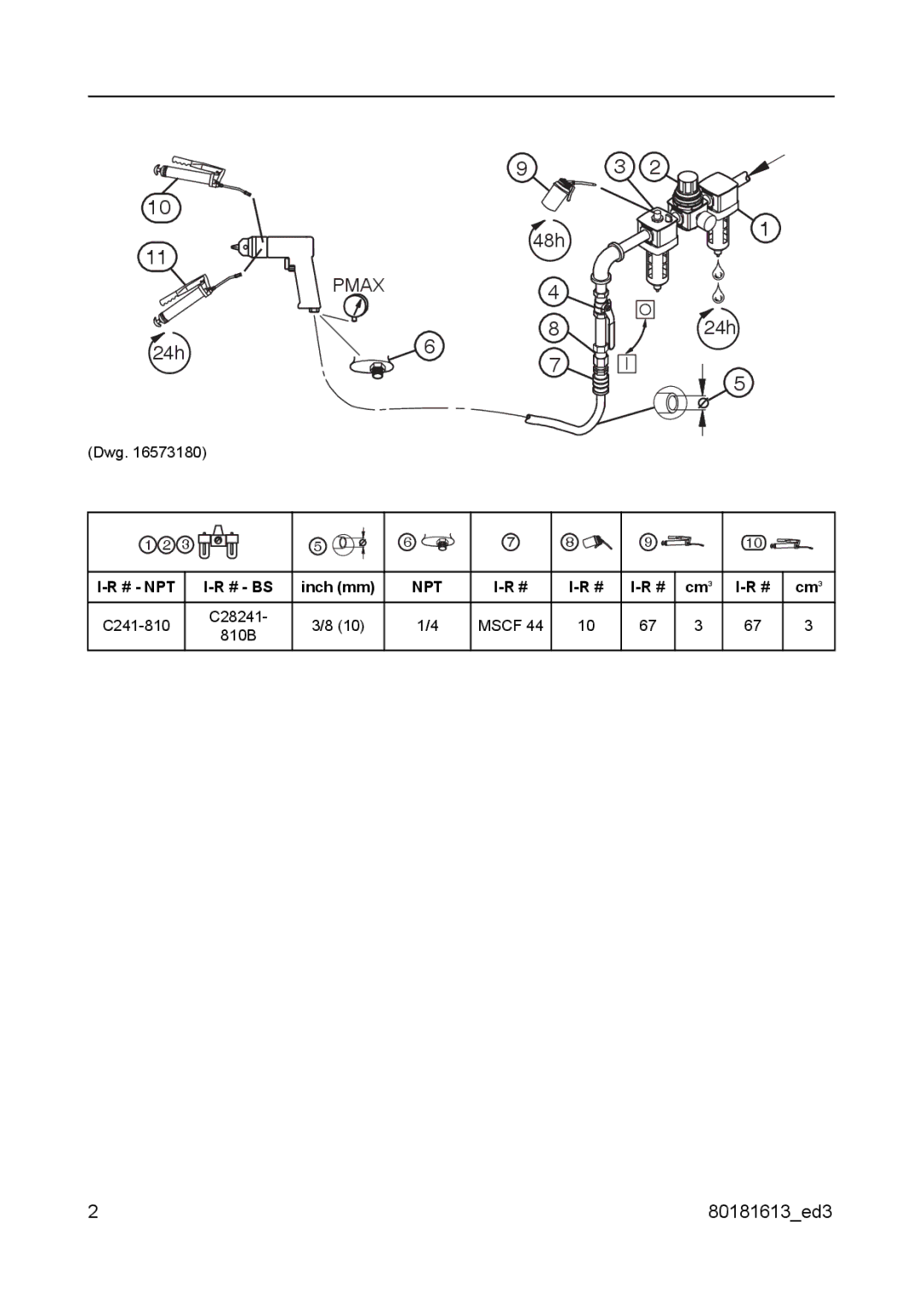 Ingersoll-Rand 7804 manual Pmax 