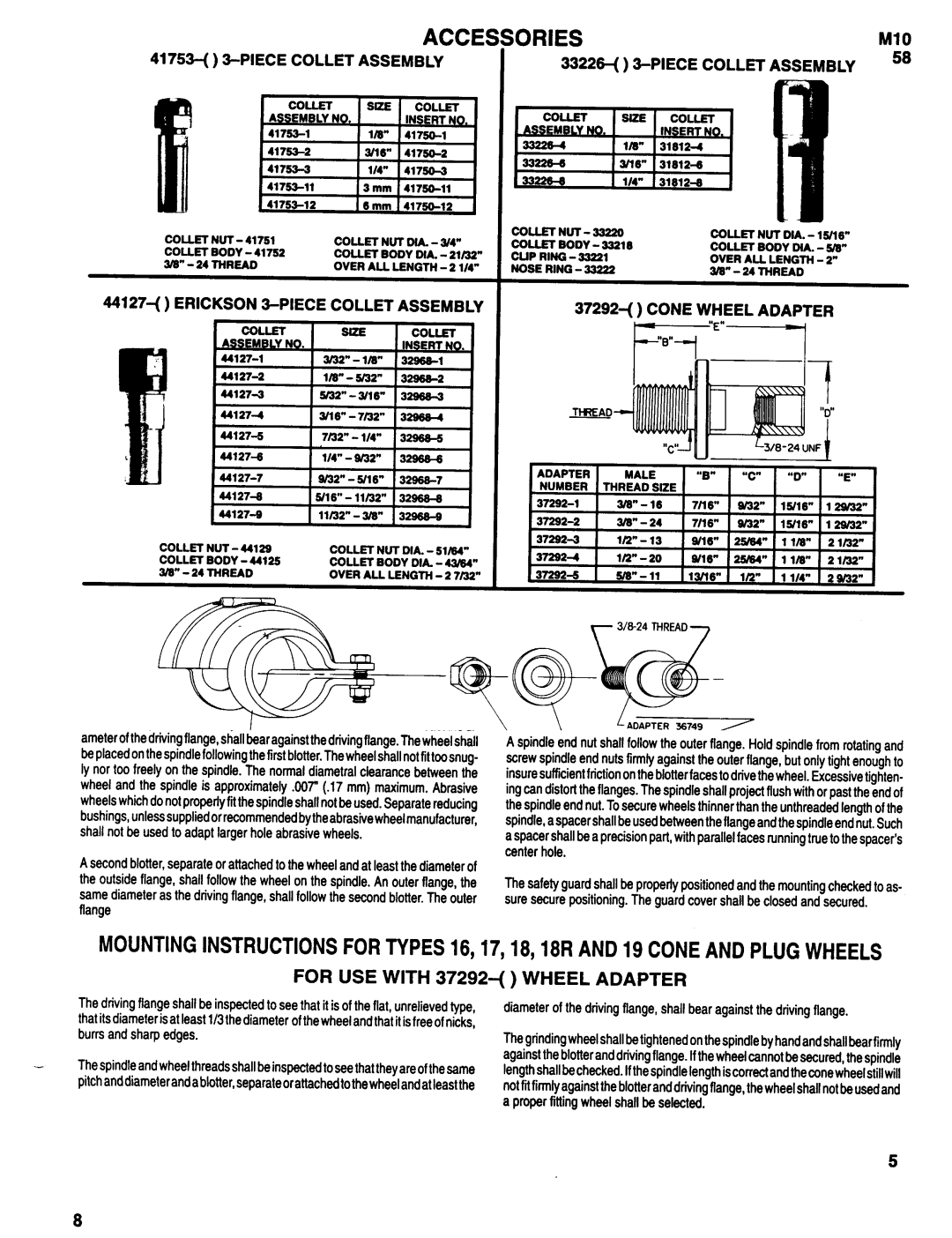 Ingersoll-Rand 7873-F, 7870-F-( ), 7871-F-( ) Accessories, 41753- 3-PIECE Collet Assembly, Erickson 3-PIECE Collet Assembly 