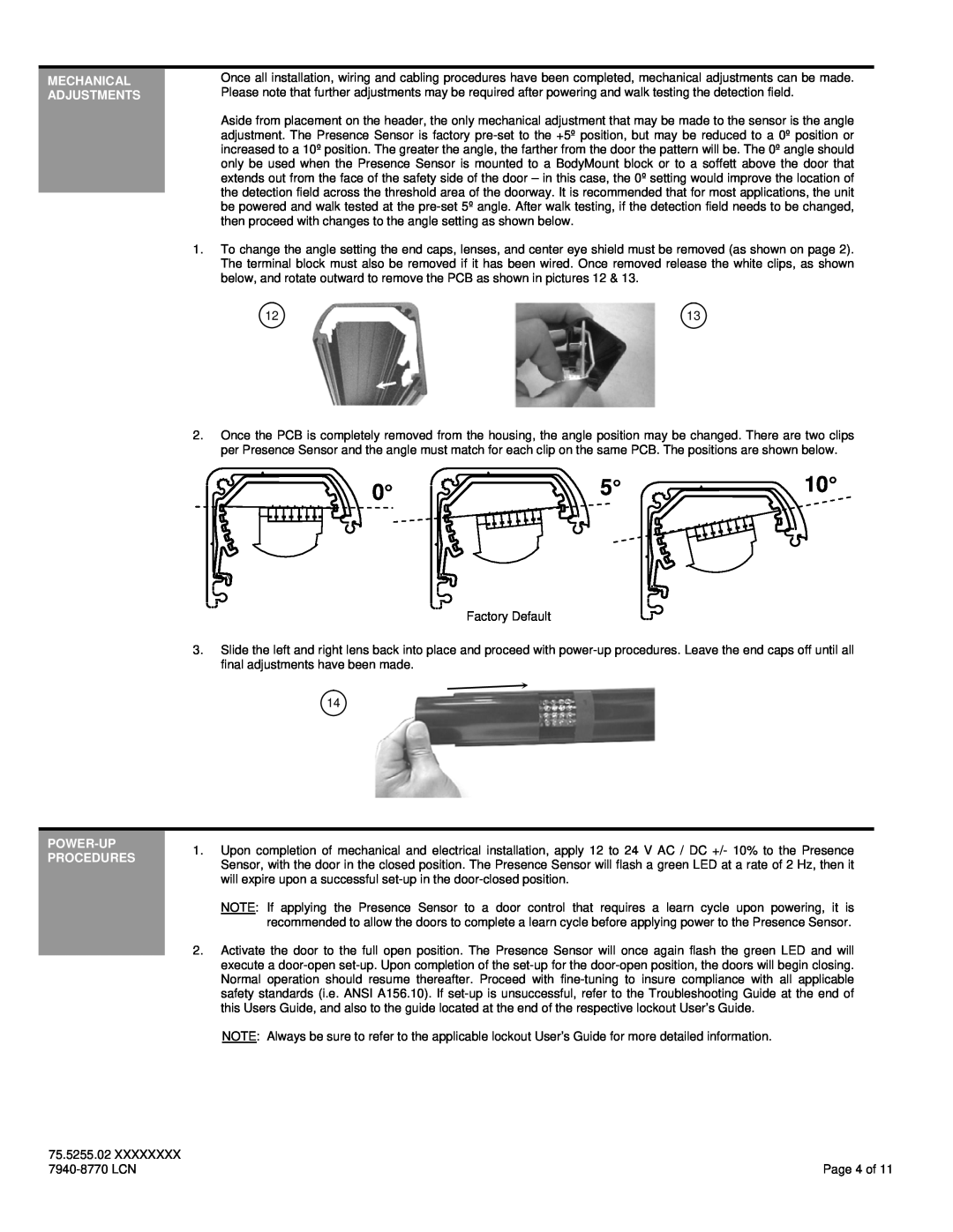 Ingersoll-Rand 7940-8770 installation instructions Mechanical Adjustments, Power-Upprocedures 