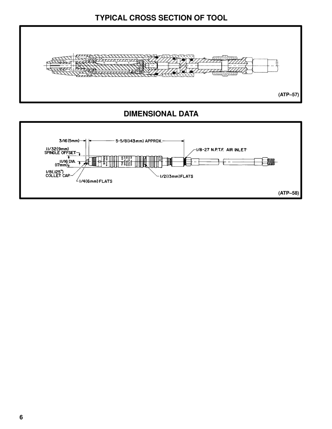 Ingersoll-Rand 7978-() manual Typical Cross Section of Tool, Dimensional Data 