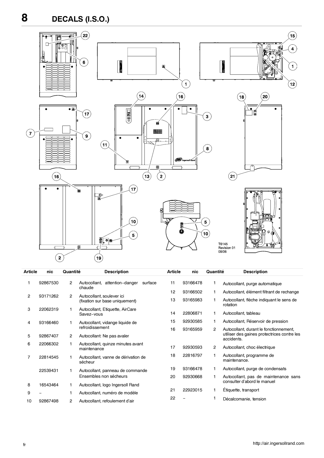 Ingersoll-Rand 80445364 manual Fixation sur base uniquement 