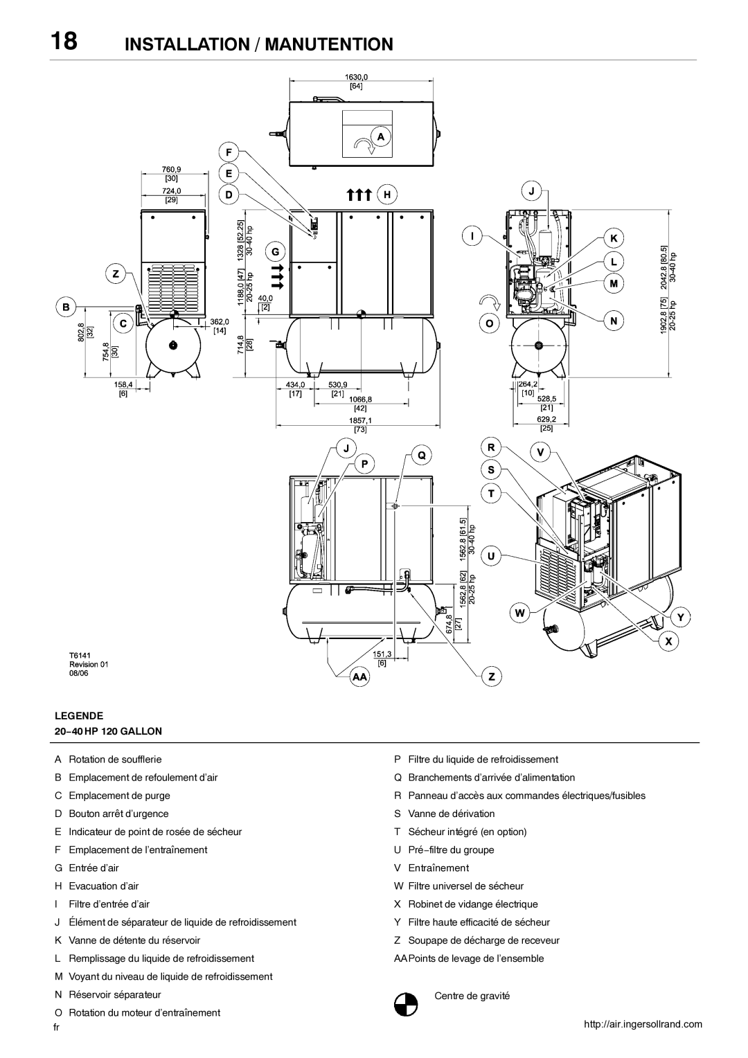 Ingersoll-Rand 80445364 manual 20−40 HP 120 Gallon 