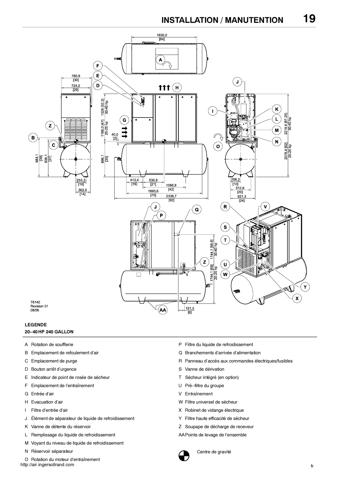 Ingersoll-Rand 80445364 manual 20−40 HP 240 Gallon 