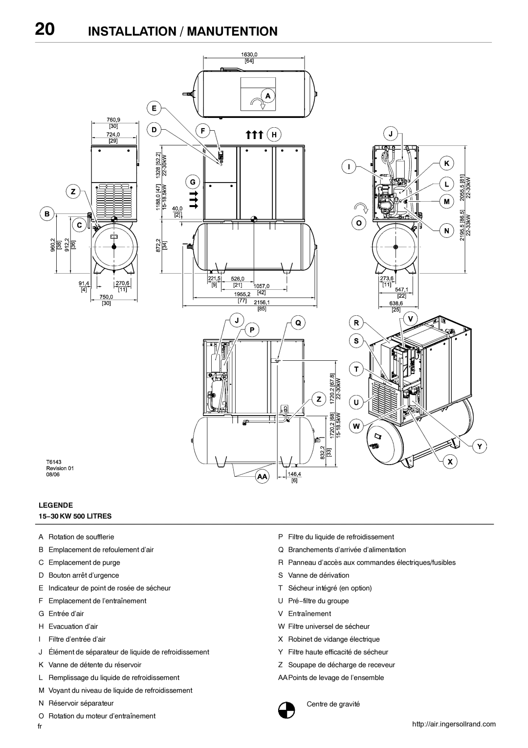 Ingersoll-Rand 80445364 manual 15−30 KW 500 Litres 