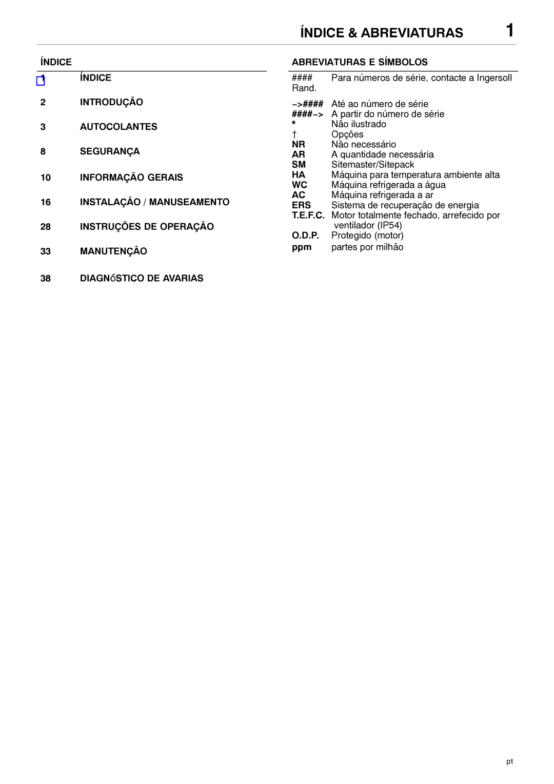 Ingersoll-Rand 80445364 manual Índice & Abreviaturas 