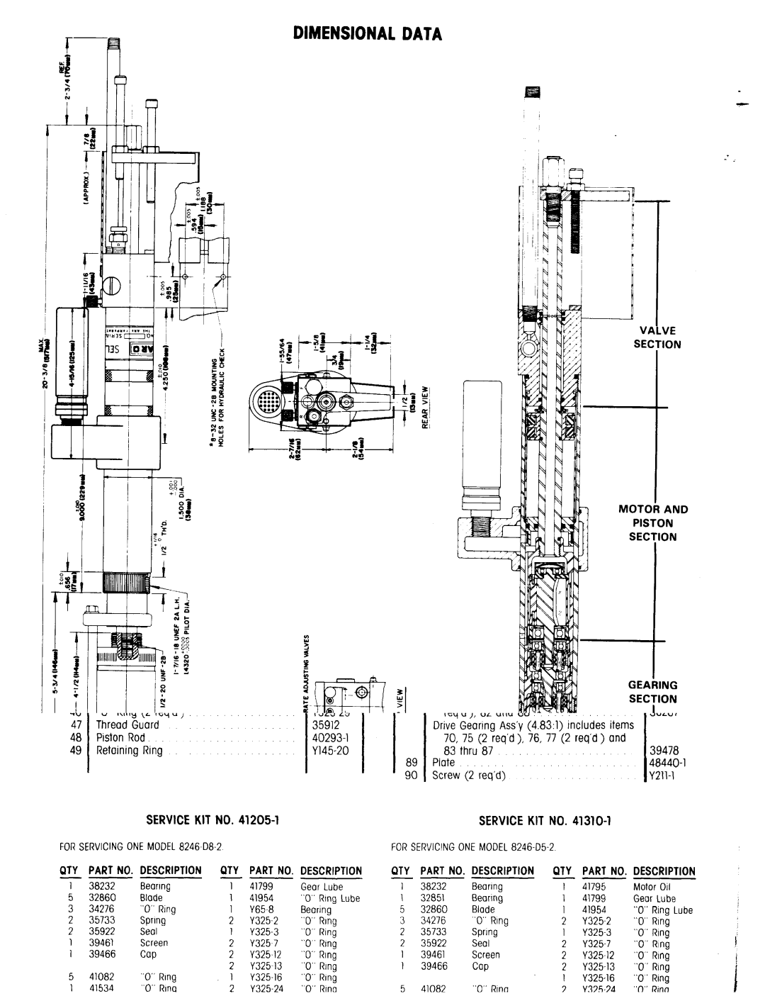 Ingersoll-Rand 8246-D specifications Dimensionaldata 