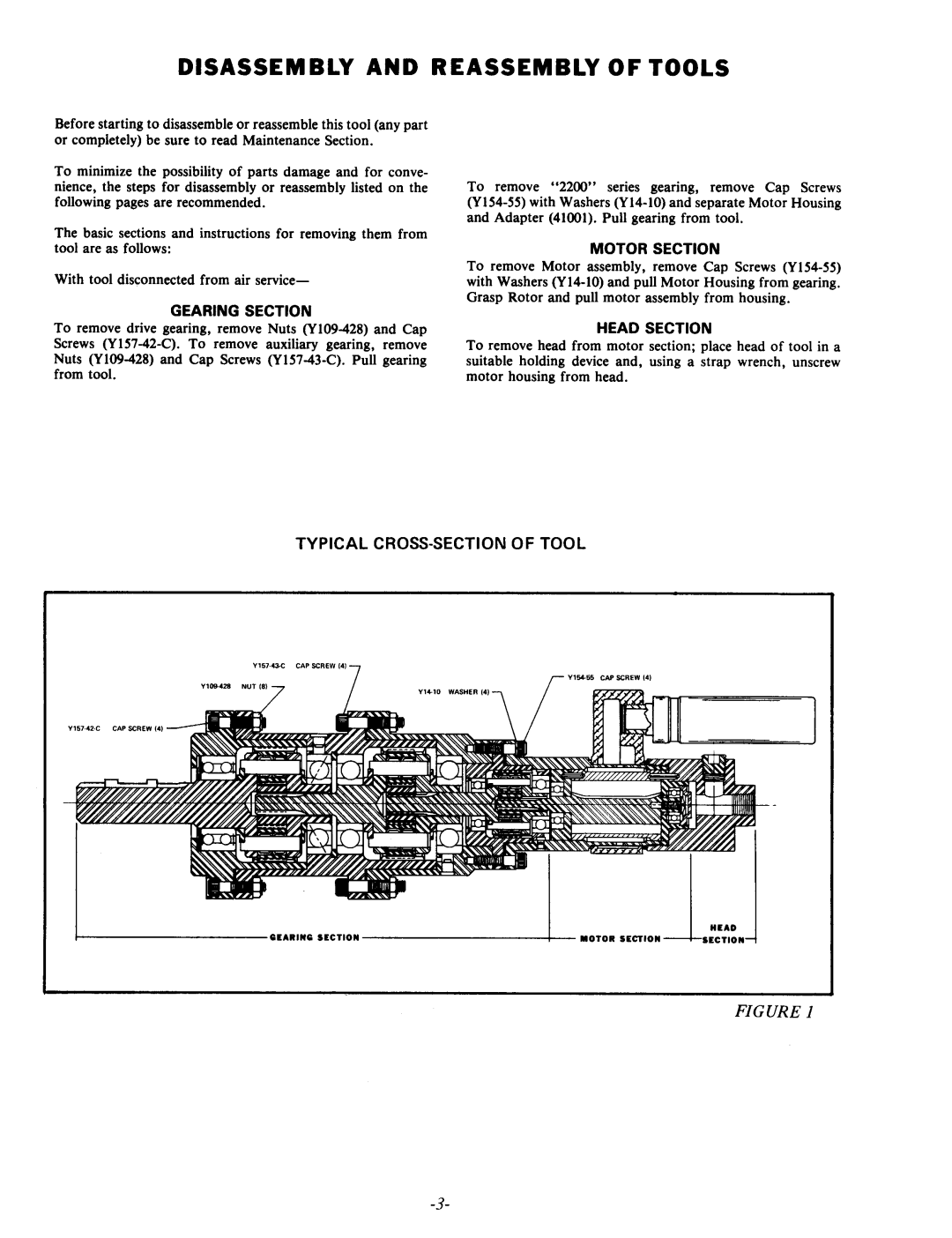 Ingersoll-Rand 8274-( )A 8276-( )A Disassembly and Reassembly of Tools, Typical CROSS-SECTION of Tool, Gearing Section 