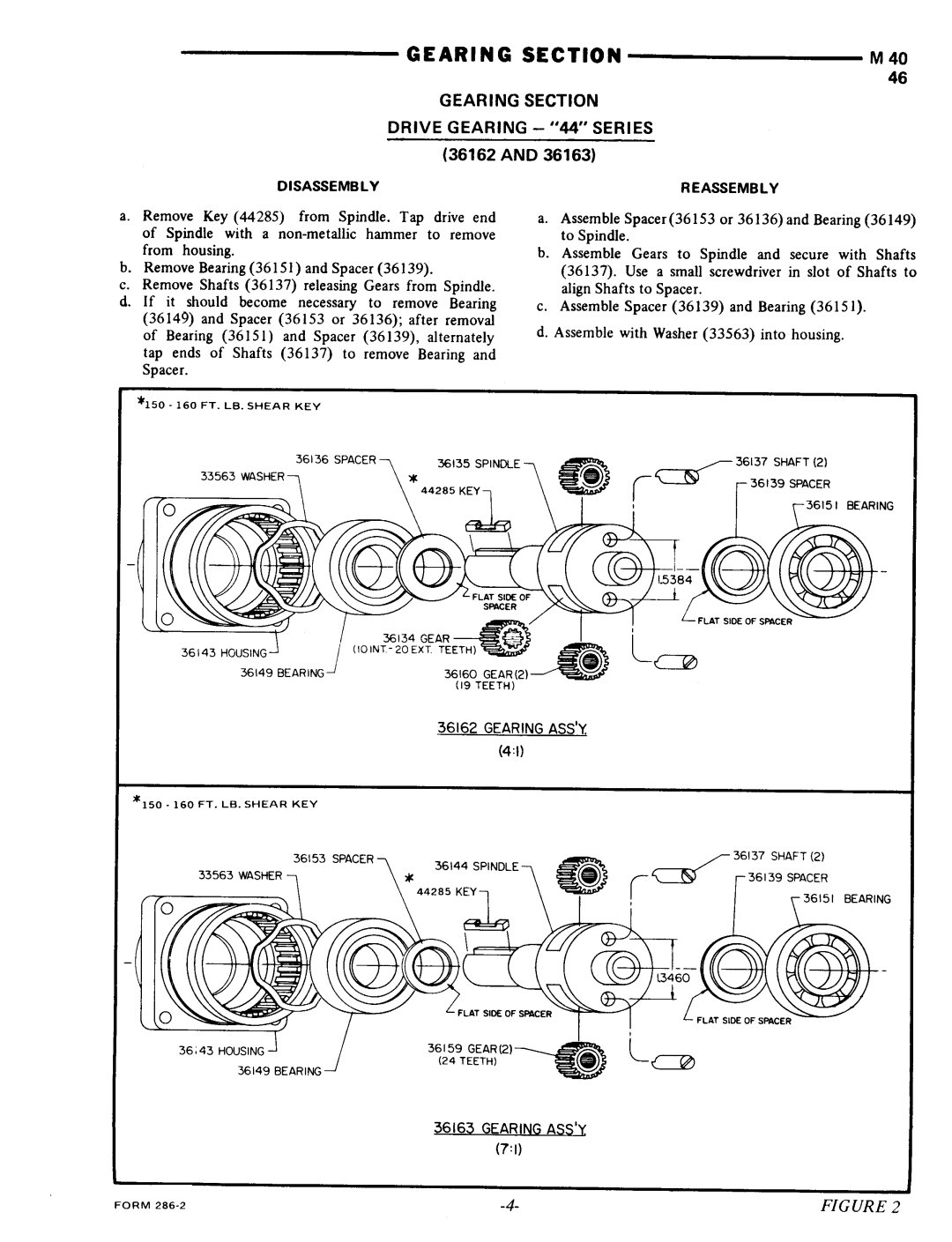 Ingersoll-Rand 8274-( )A 8276-( )A manual Section Drive Gearing 44 Series, 36162, Gearing ASS’Y 