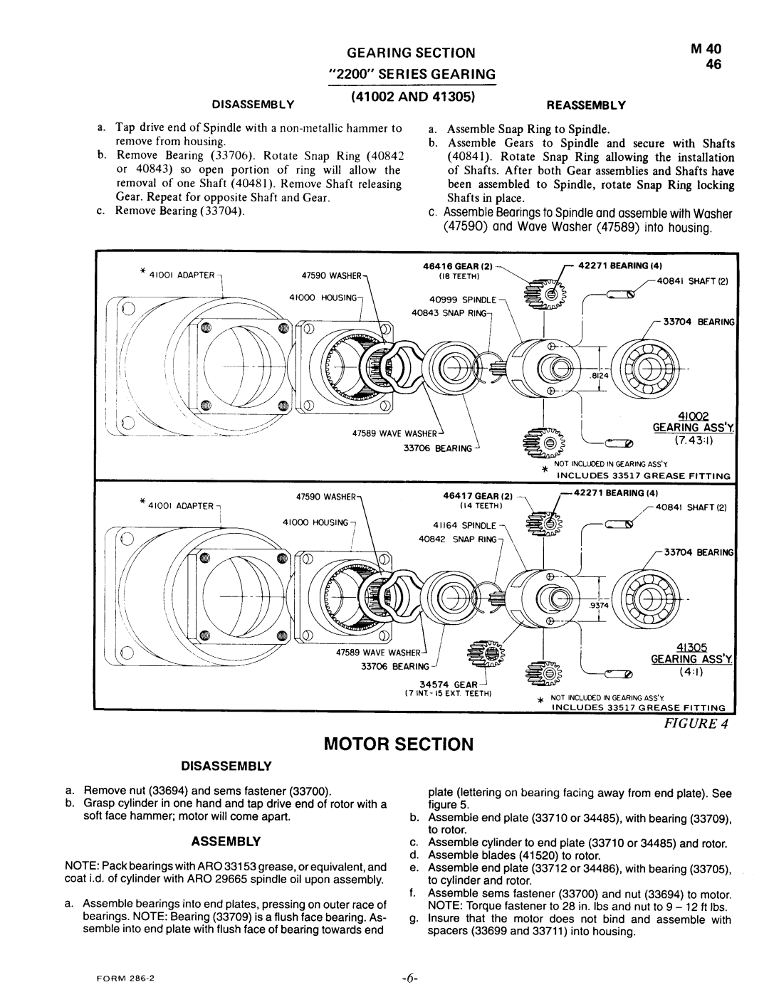 Ingersoll-Rand 8274-( )A 8276-( )A manual Gearing Section Series Gearing, 41002, Assembly 