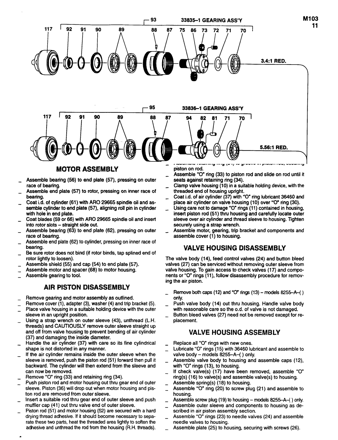 Ingersoll-Rand 8255-A, 8355A RED 98 34009-1 Gearing Assy Gearing ASS’Y, Assemble with Thread Adhesive Such AS Loctite 