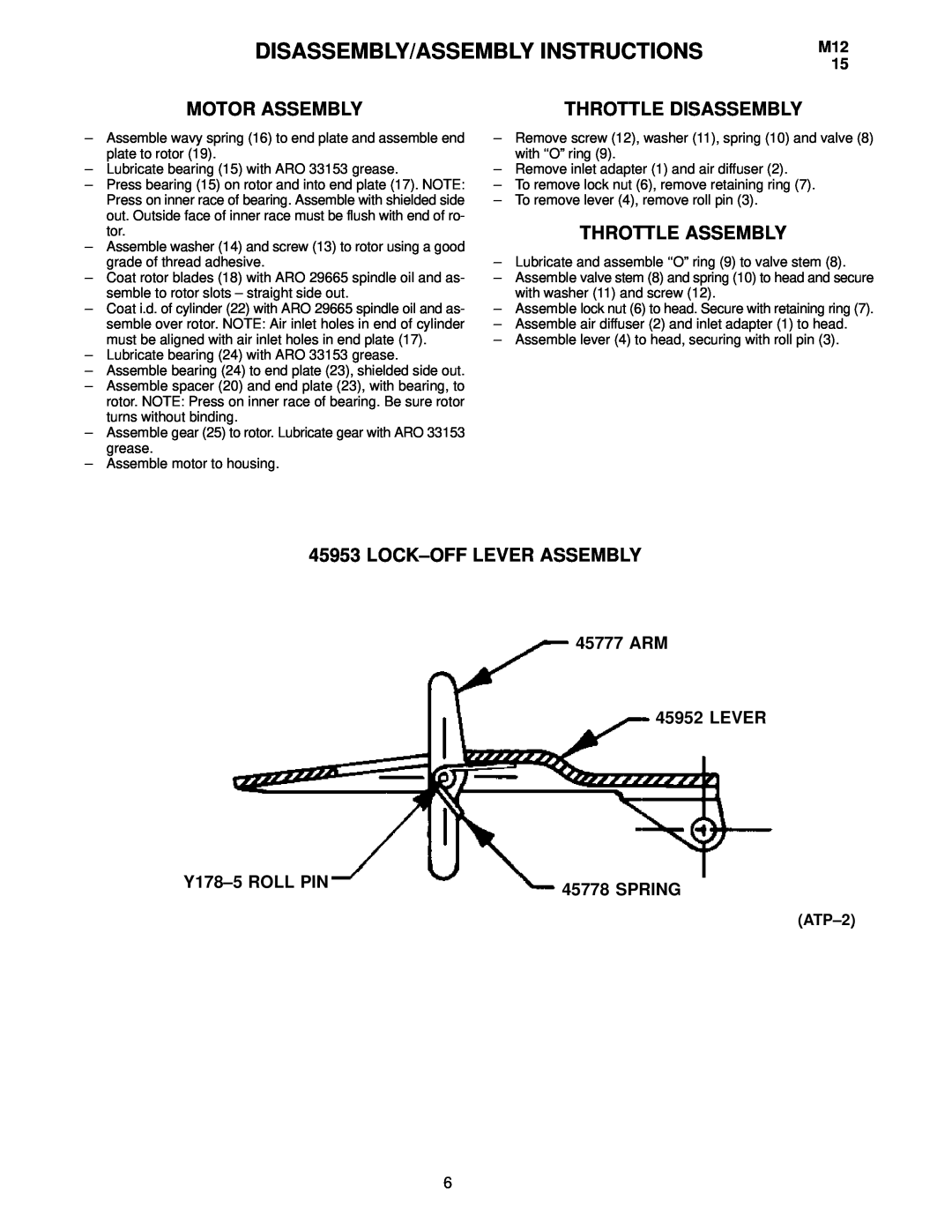 Ingersoll-Rand 84792( ) Motor Assembly, Throttle Disassembly, Throttle Assembly, Lock-Off Lever Assembly, ARM 45952 LEVER 