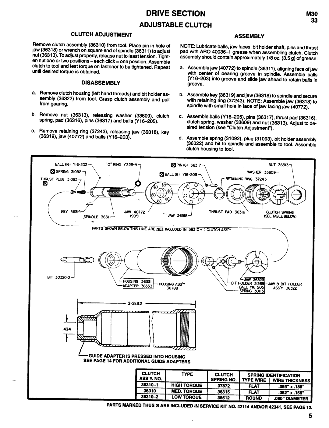 Ingersoll-Rand 8521-A, 8515-A, 8506-A, 8509-A manual Adjustable Clutch, Clutch Adjustment, Disassembly 