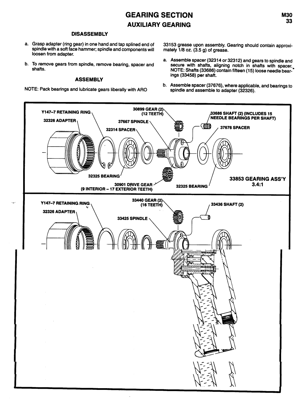 Ingersoll-Rand 8521-A, 8515-A, 8506-A, 8509-A manual Auxiliary Gearing 