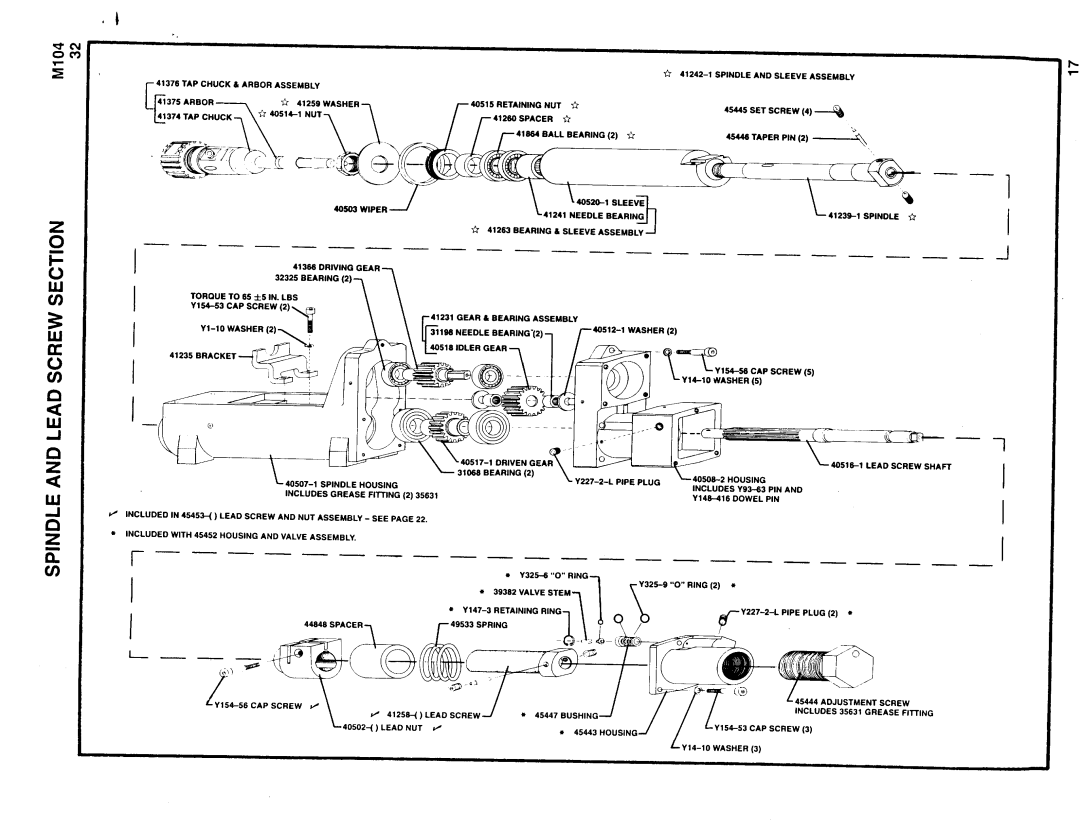 Ingersoll-Rand 8657-B()-(), 8656-B()-(), 8655-B()-(), 8658-B()-() and 8659-B()-() manual Spindle and Lead Screw Section 