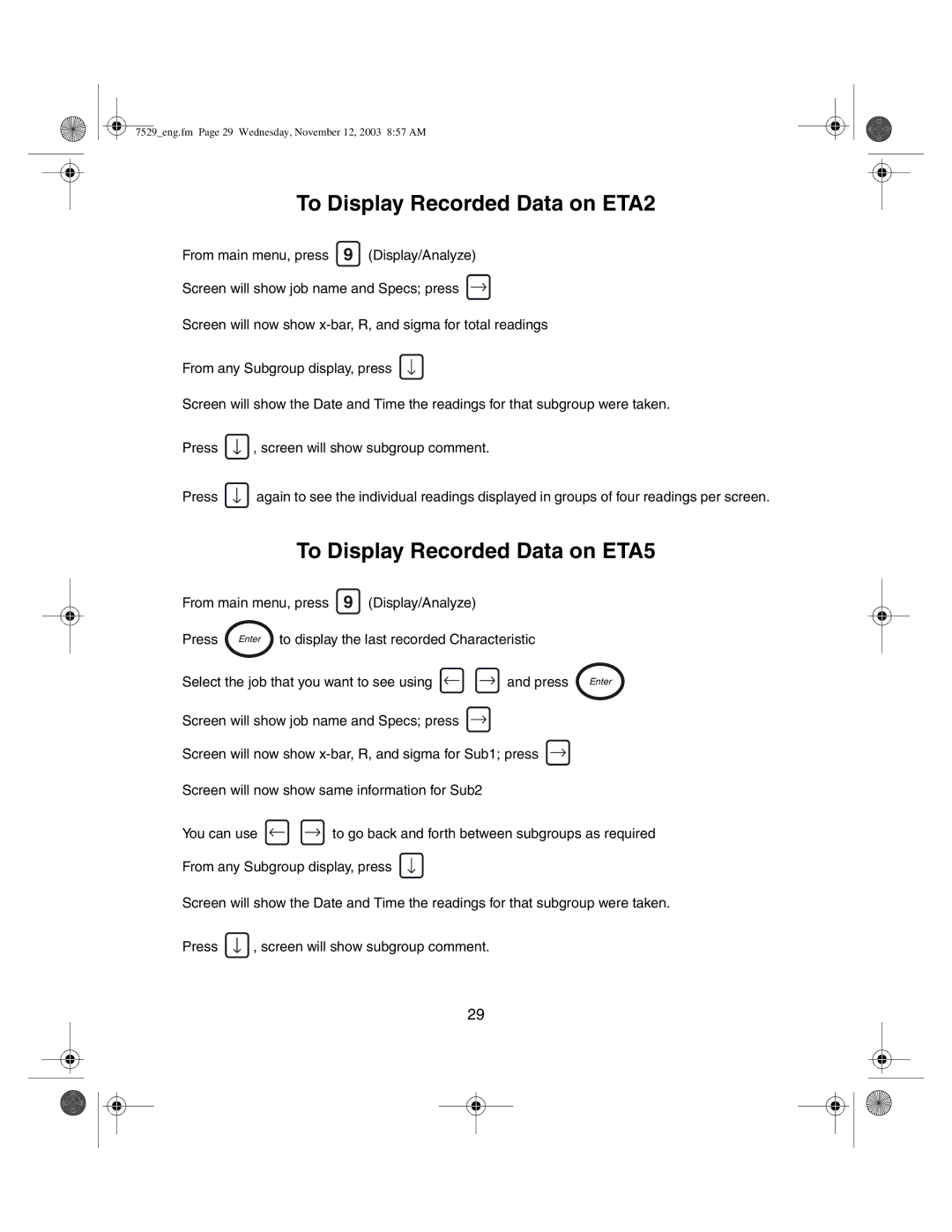 Ingersoll-Rand manual To Display Recorded Data on ETA2, To Display Recorded Data on ETA5 