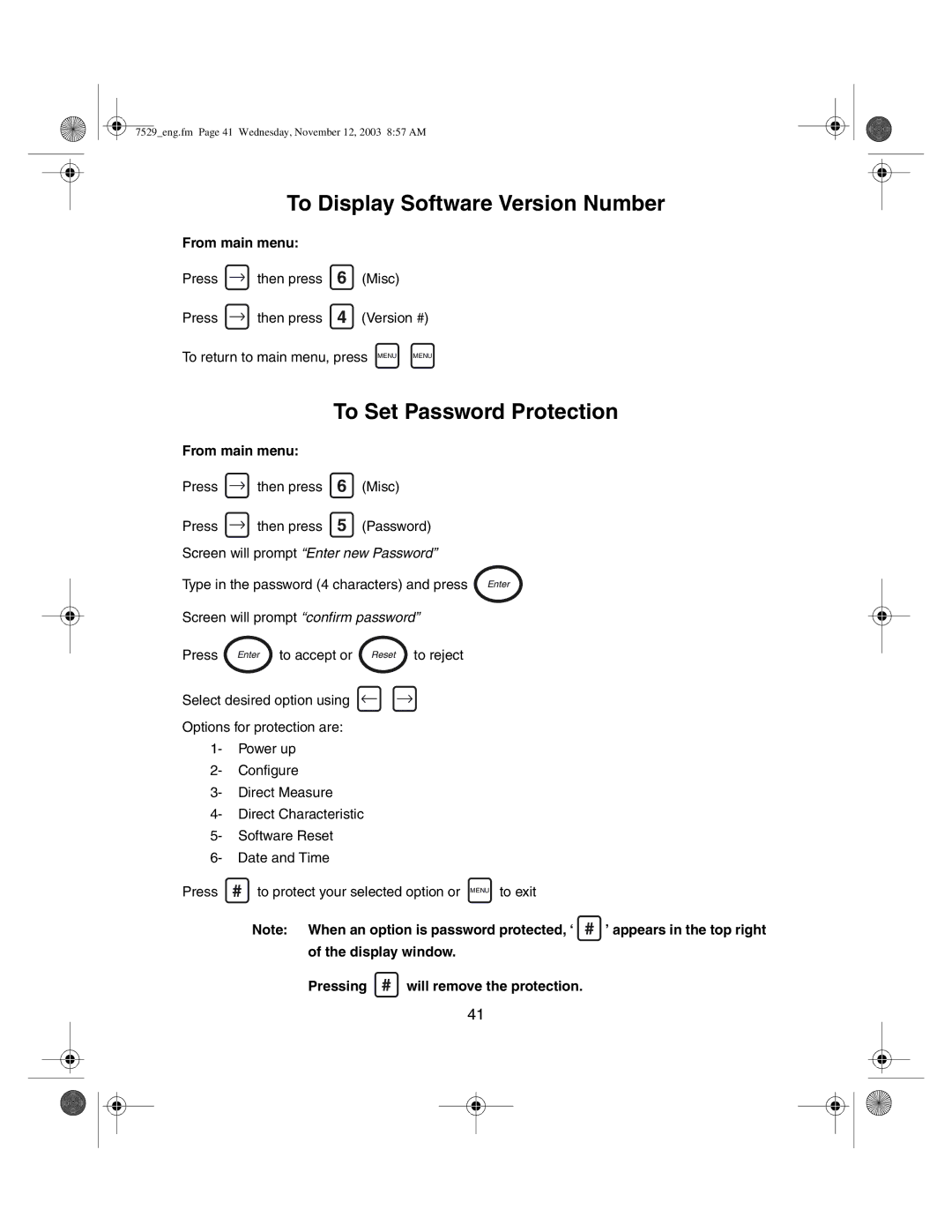 Ingersoll-Rand ETA5, ETA2 manual To Display Software Version Number, To Set Password Protection 