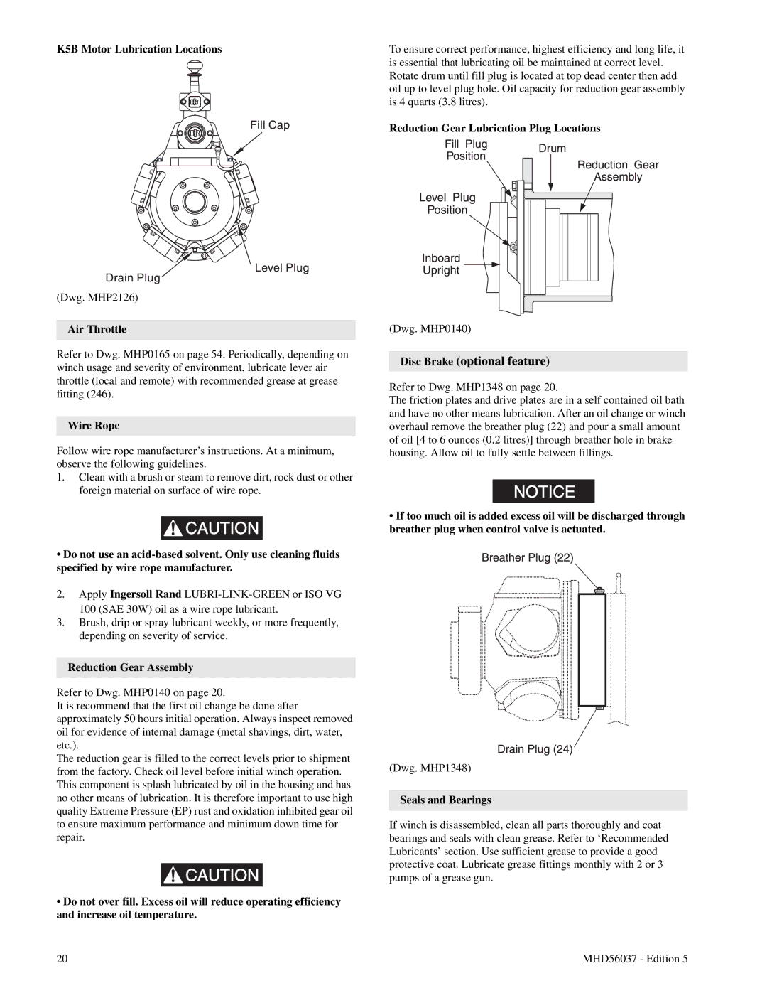 Ingersoll-Rand FA5T manual Disc Brake optional feature 