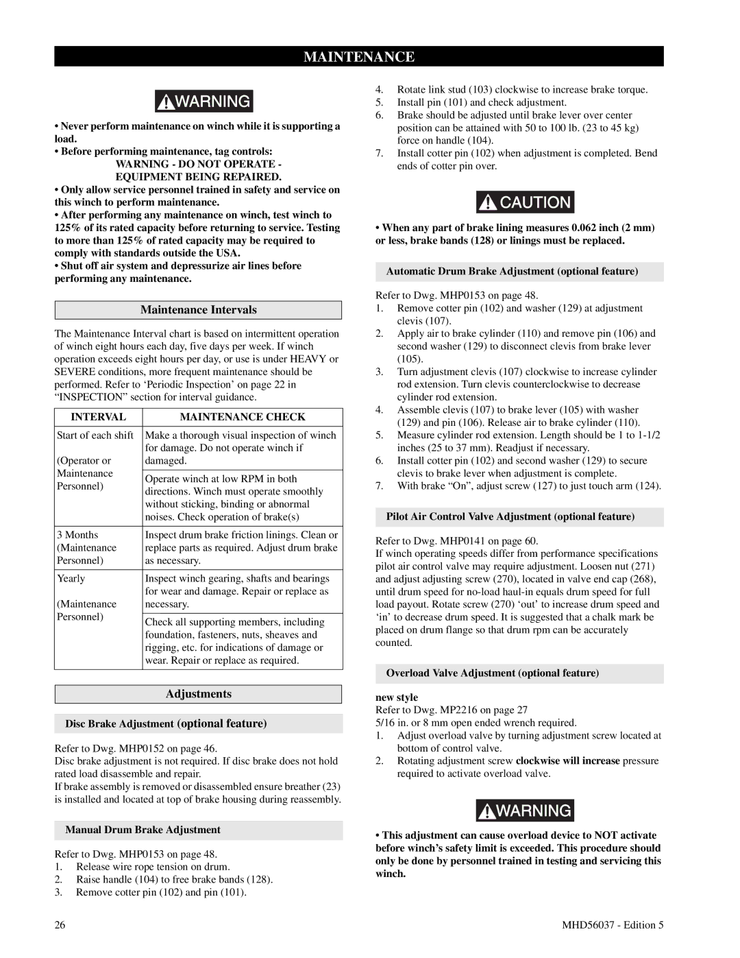 Ingersoll-Rand FA5T manual Maintenance Intervals, Adjustments, Equipment Being Repaired, Interval Maintenance Check 