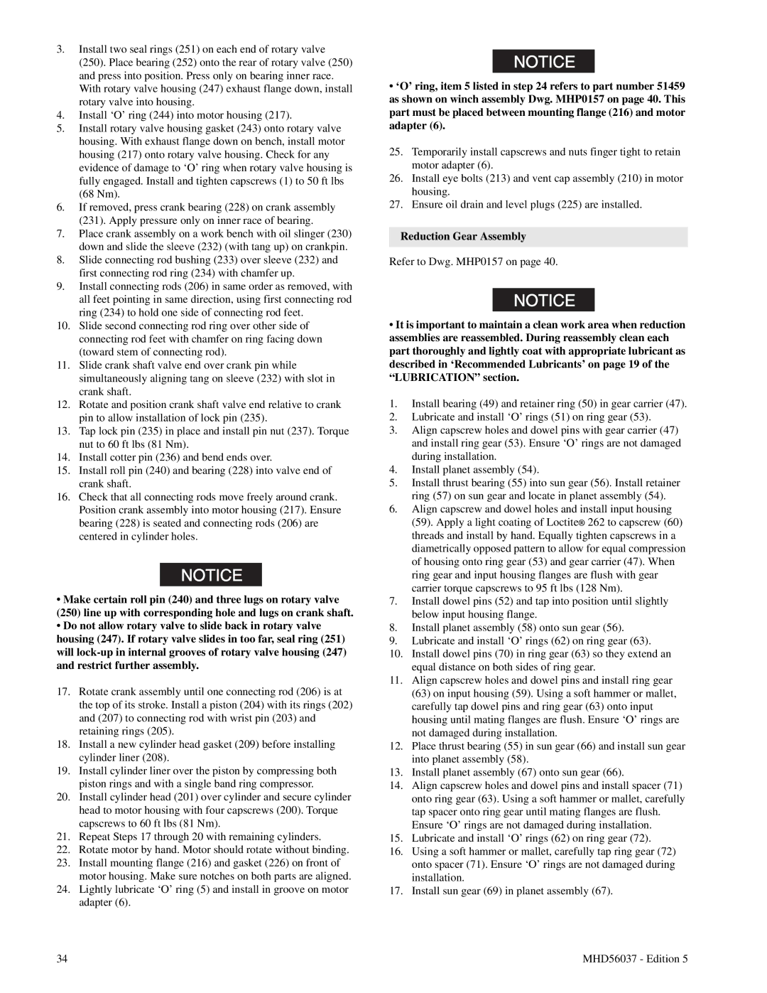 Ingersoll-Rand FA5T manual Reduction Gear Assembly 