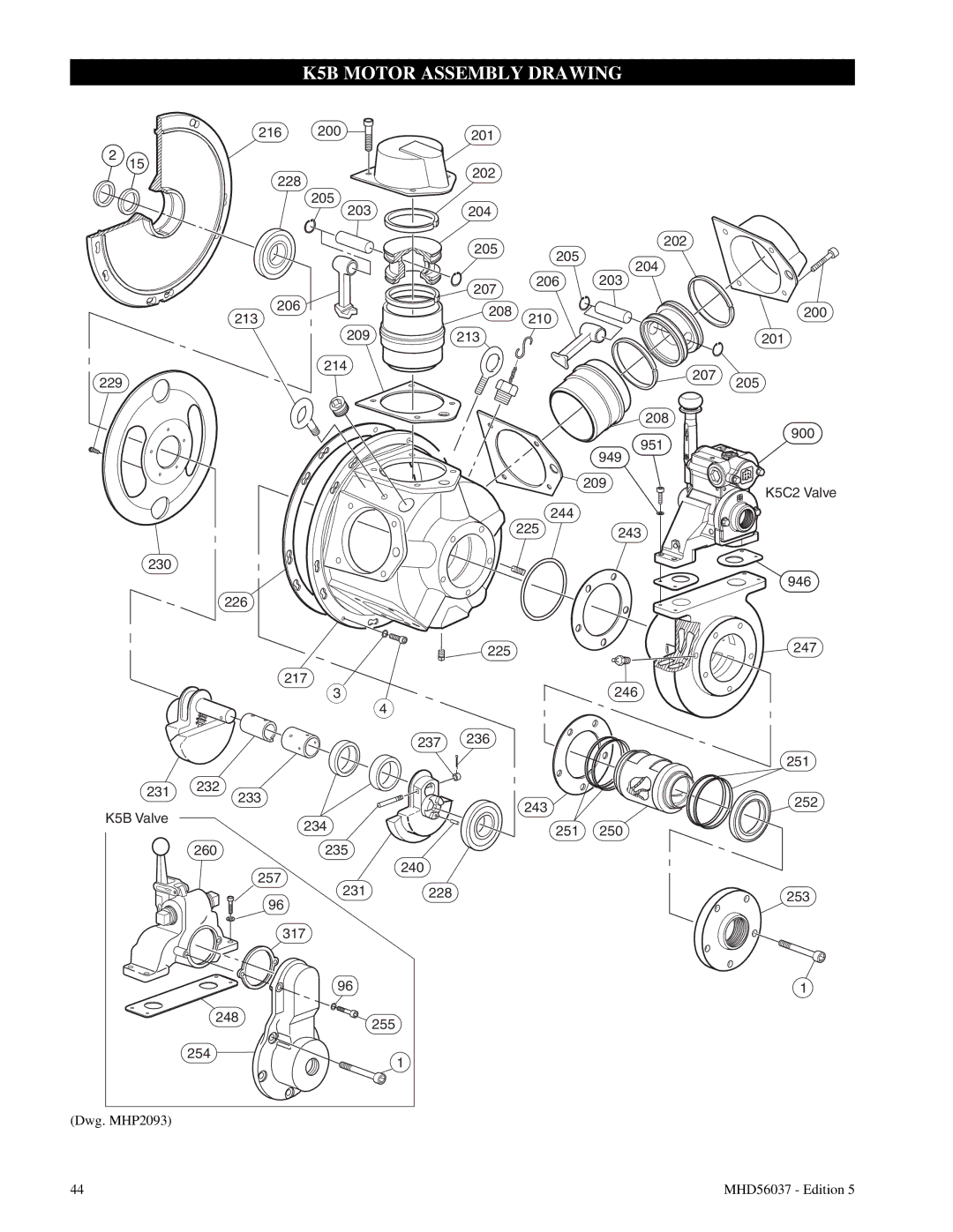 Ingersoll-Rand FA5T manual K5B Motor Assembly Drawing 