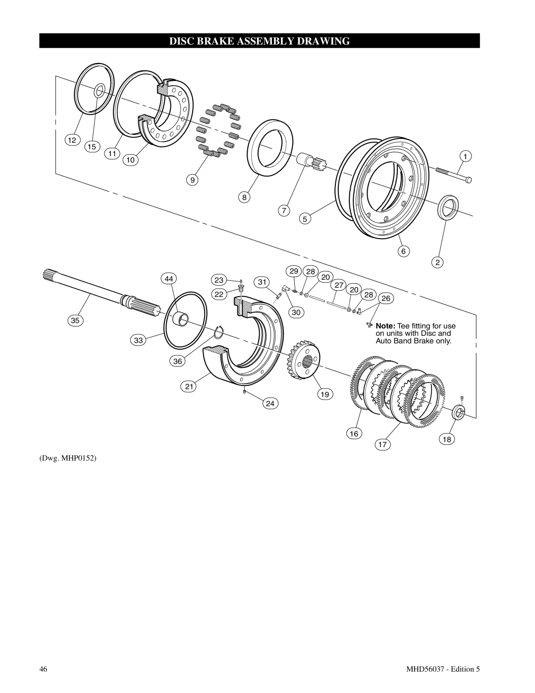 Ingersoll-Rand FA5T manual Disc Brake Assembly Drawing 