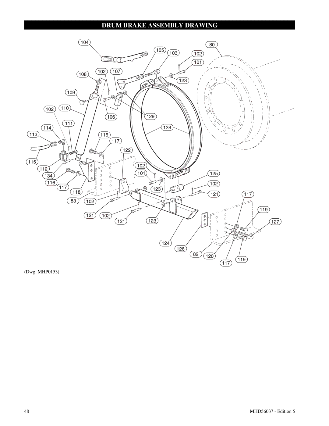 Ingersoll-Rand FA5T manual Drum Brake Assembly Drawing 