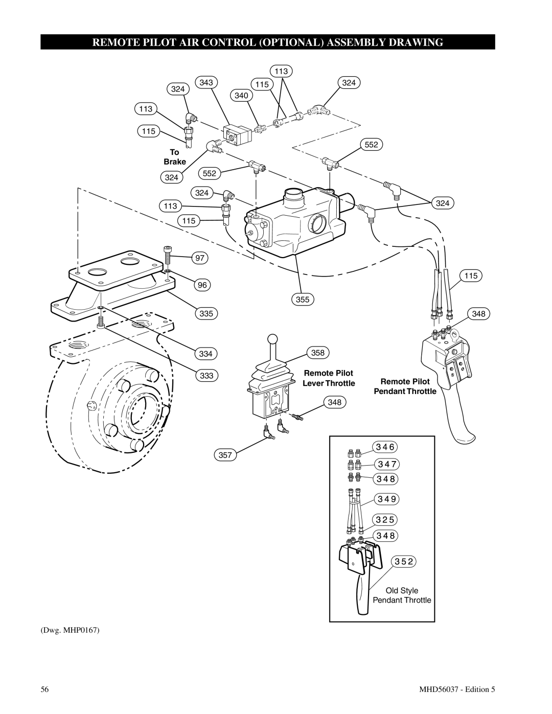 Ingersoll-Rand FA5T manual Remote Pilot AIR Control Optional Assembly Drawing 