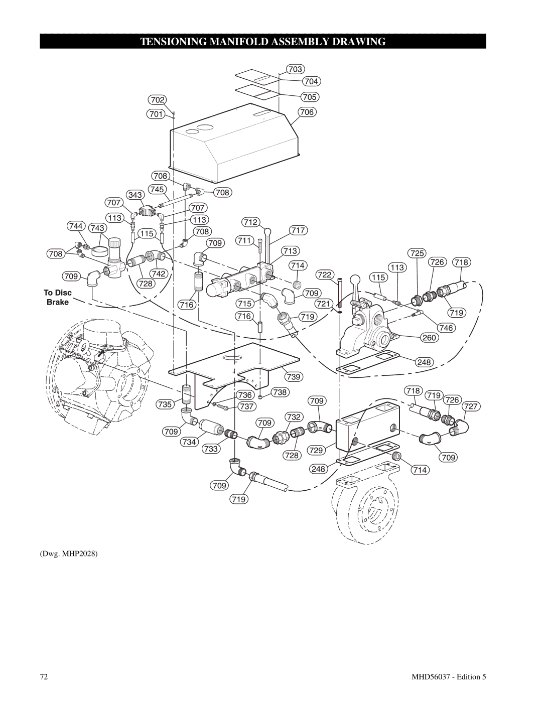 Ingersoll-Rand FA5T manual Tensioning Manifold Assembly Drawing 