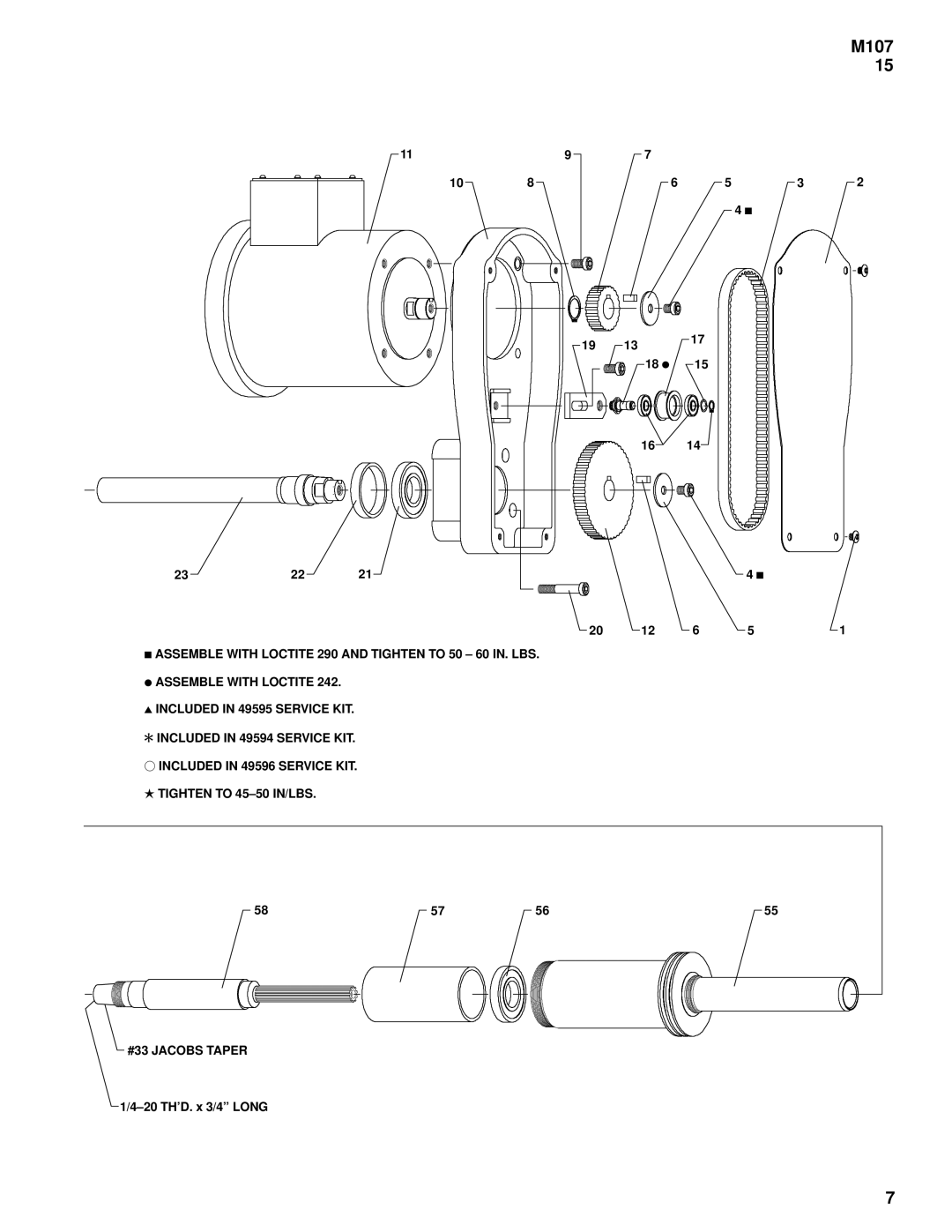 Ingersoll-Rand FE034A specifications Included in 49594 Service KIT 