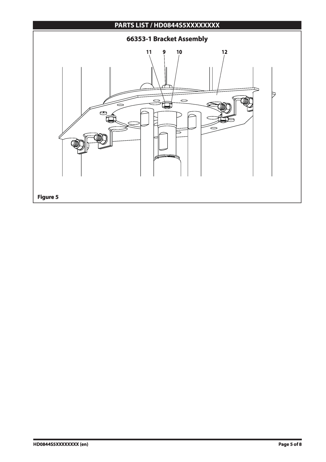 Ingersoll-Rand manual Bracket Assembly, PARTS LIST / HD0844S5XXXXXXXX, Page 5 of 