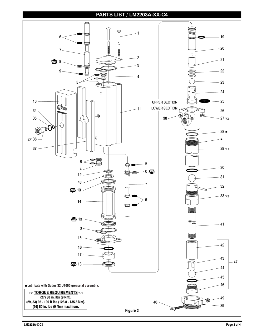 Ingersoll-Rand LM2203A-XX-C4 specifications 13 3, Torque Requirements 