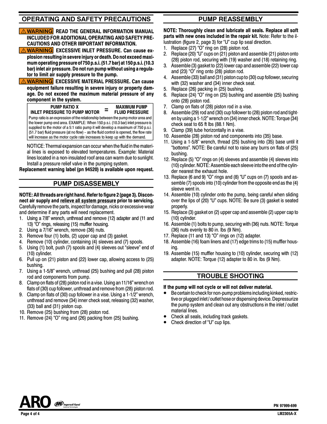 Ingersoll-Rand LM2305A-XX specifications 