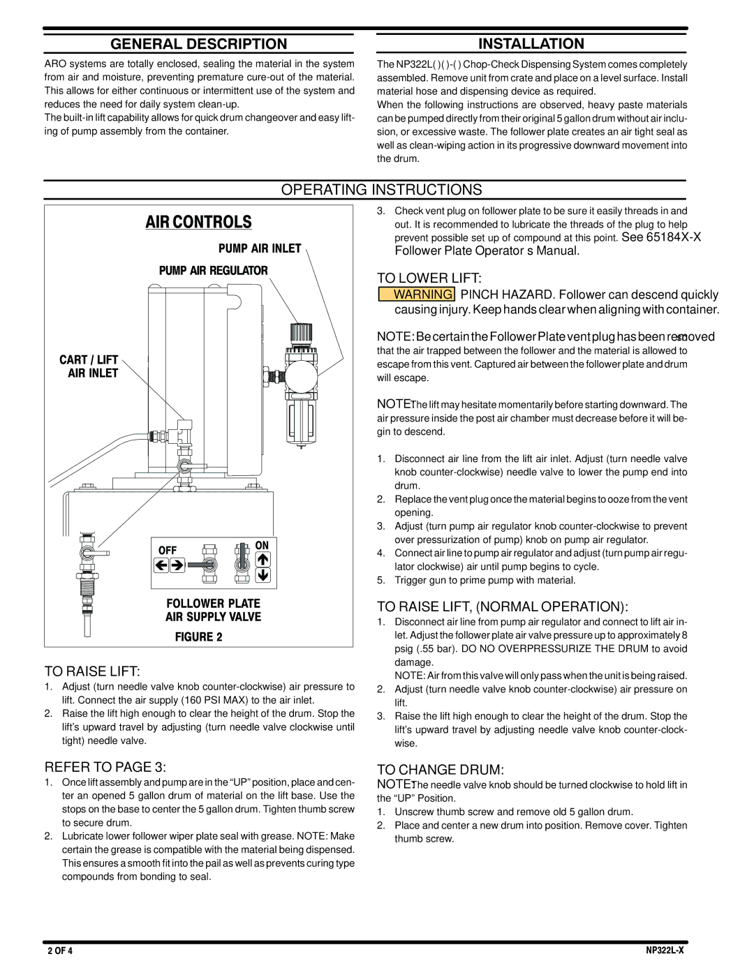 Ingersoll-Rand NP322L01-1 specifications General Description, Installation, Operating Instructions 