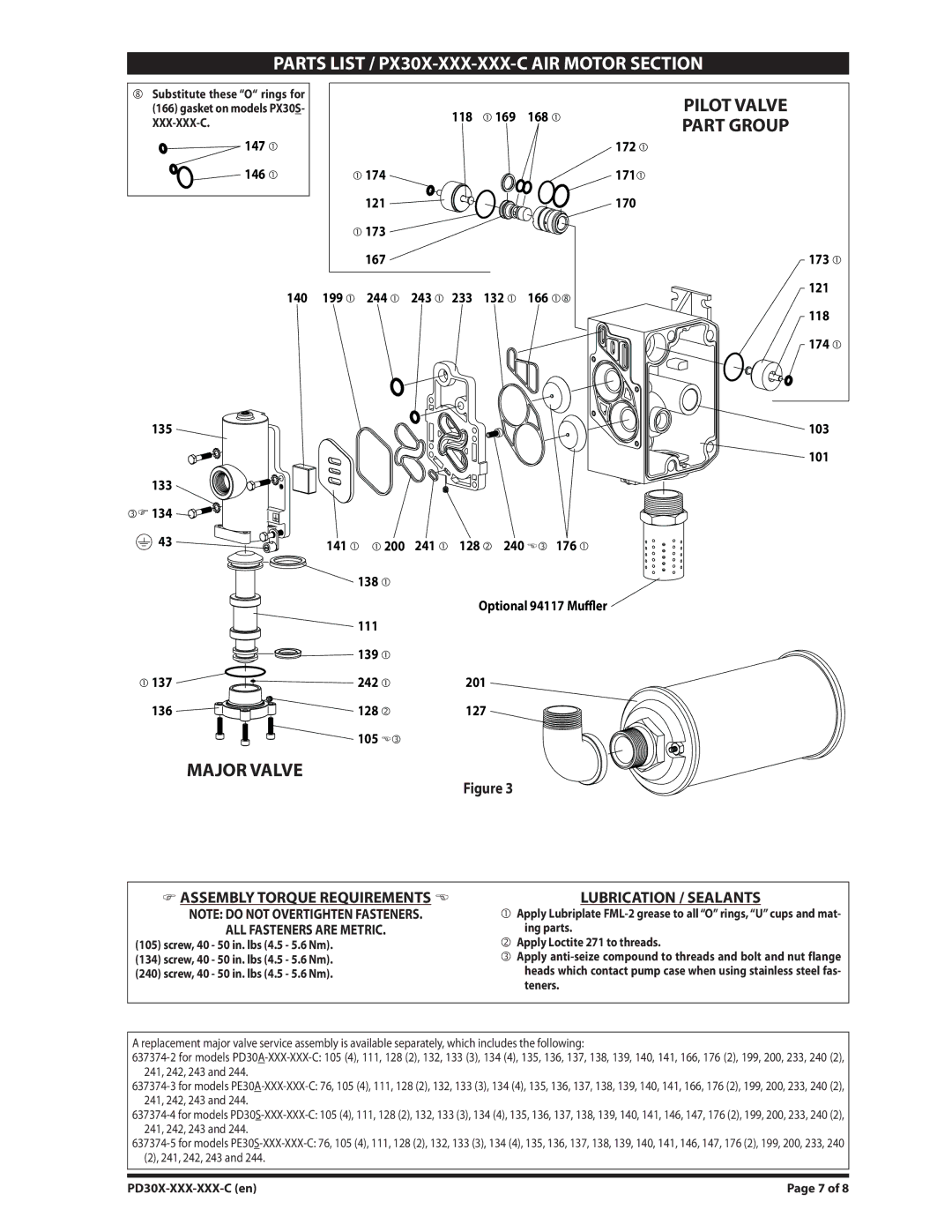 Ingersoll-Rand PE30X-XXX-XXX-C, PD30X-XXX-XXX-C dimensions Xxx-Xxx-C, Screw, 40 50 in. lbs 4.5 5.6 Nm 